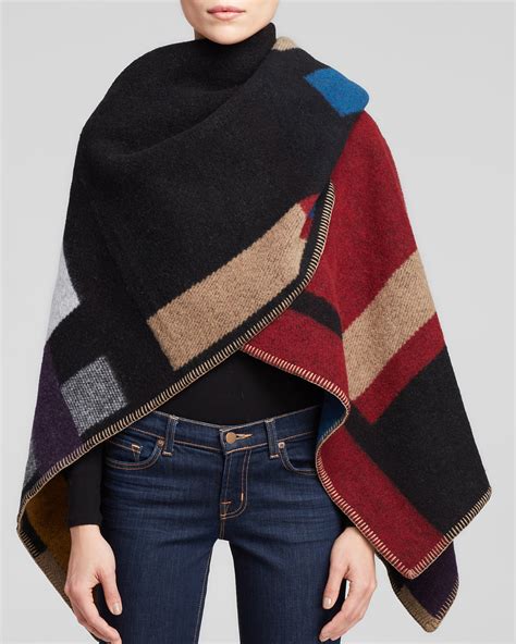 burberry prorsum blanket poncho|Burberry fur trimmed poncho.